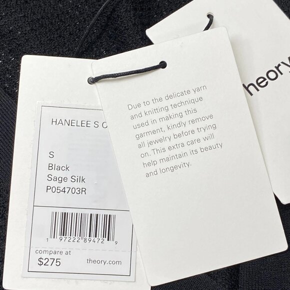 NEW THEORY Women’s Hanelee Cropped Cardigan Shirt – Black – Size S - Picture 3 of 8